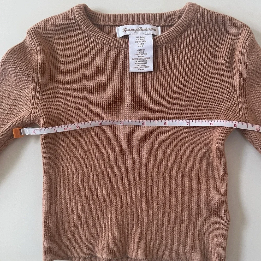 Tommy Bahama Girls Size 24 Month Long Sleeve Shirt Faux Fur Vest Set Brown White